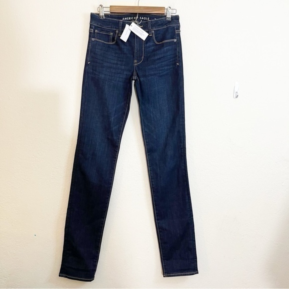 NWT American Eagle Next Level Stretch Skinny Jeans 6 X-Long Blue Pockets